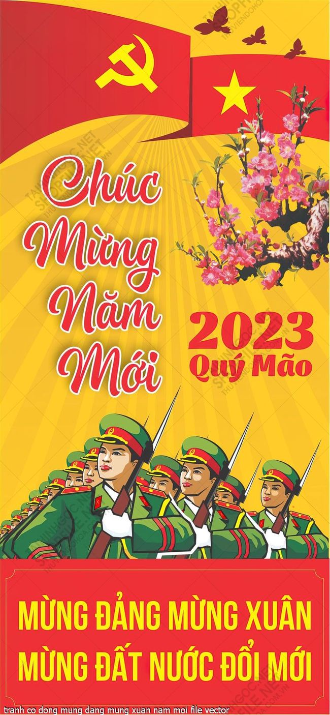 tranh co dong mung dang mung xuan nam moi file vector